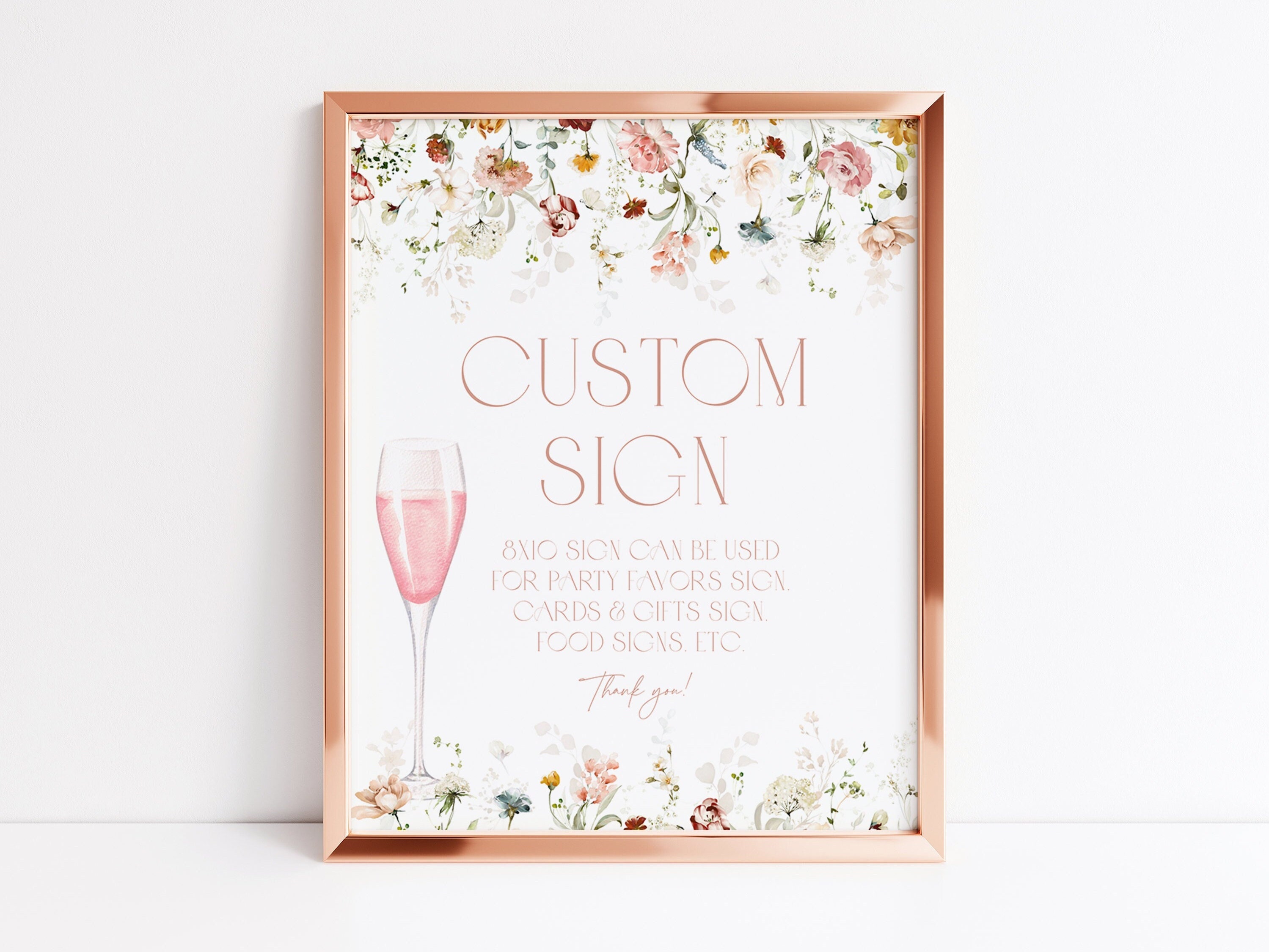 Floral Petals and Prosecco Custom Sign Template Fully Editable Custom ...