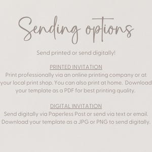 text that provides instructions for sending invitations, including options for sending printed or digital invitations.