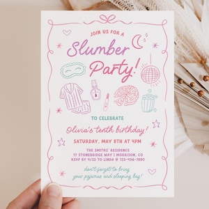 Slumber Party Invitation Slumber Party Birthday Invite Pajama Party Invite Girls Sleepover Invite Slumber Party Bday Invite Sleepover Party image 1