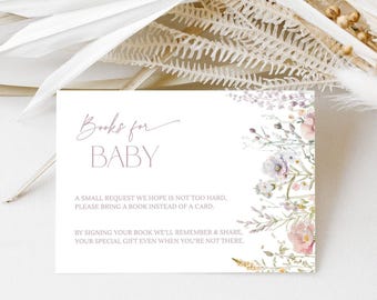 Libros de flores silvestres bohemios para bebé, tarjeta, libros de flores silvestres para baby shower, inserto para bebé, libros para bebé, solicitud de libro de flores silvestres, inserto, flores silvestres W2