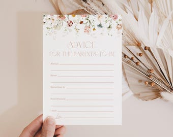 Modèle Conseil floral chic pour les parents Conseils pour les parents Carte de vœux pour baby shower Conseils pour les nouveaux parents Carte-conseils floral rose A1