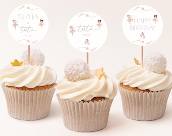 Adorno para cupcakes con tutú, diseño de bailarina, para cumpleaños, decoración linda para cupcakes, tutú para fiesta, bailarina L1