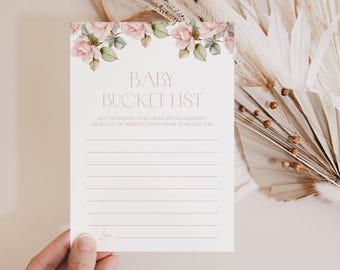 Dusty Pink Rose Baby Bucket List Baby Shower Game Baby Bucket List Pink Baby's First Year Bucket List Baby First Year Bucket List Roses G2