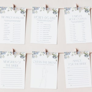 Dusty Blue Floral Bridal Shower Game Bundle Something Blue Bridal Shower Game Bundle Blue Floral Bridal Shower Games Something Blue Games D3 image 4