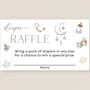 Editable Diaper Raffle Card Insert Baby Shower Diaper Game Template 3.5x2 inches Oh Baby Baby Accessories Design 1 Digital Download image 2