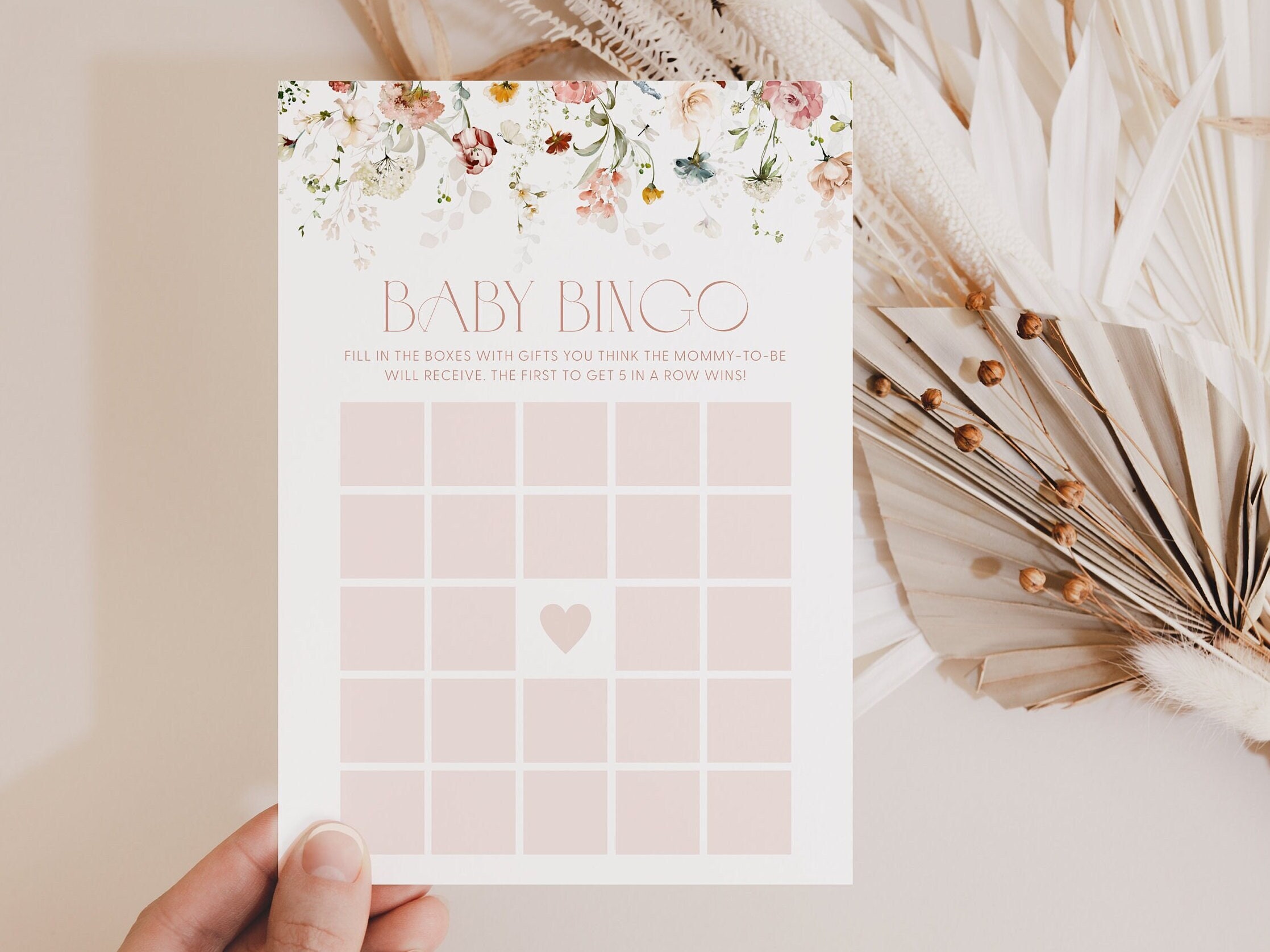 Chic Floral Baby Bingo Baby Shower Game Template Baby Bingo Game Baby ...