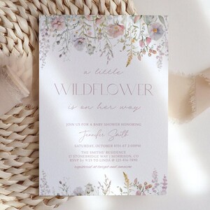 A Little Wildflower Is On Her Way Baby Shower Invitation Wildflower Baby Shower Invitation Wildflower Baby Shower Invite Wildflower Theme W2 image 3