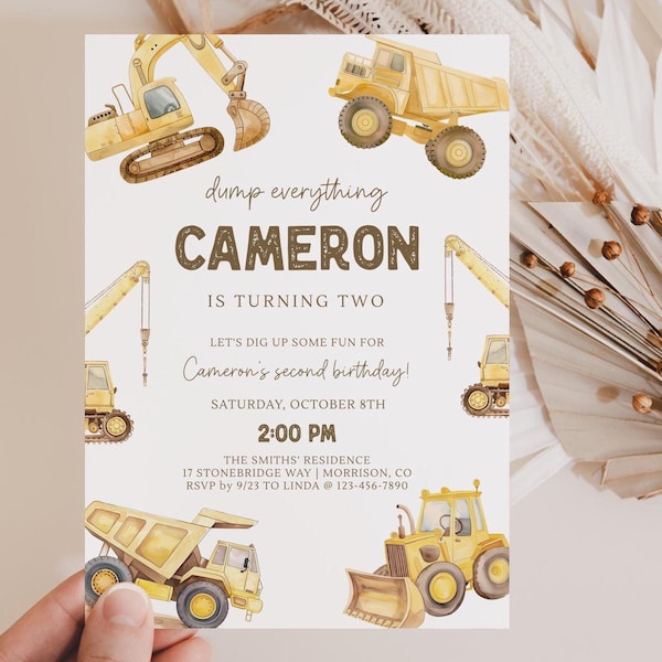 Construction Birthday Invitation Dump Everything Birthday Invitation Construction Birthday Invite Construction Bday Party Invite T5