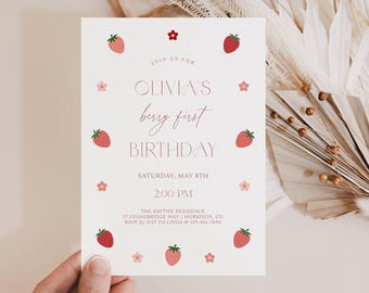 Berry First Birthday Invitation Berry 1st Birthday Invite Berry First Birthday Invite Berry 1st Bday Invite Girl 1st Bday Invite Strawberry