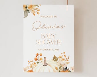 Fall Pumpkin Baby Shower Welcome Sign Pumpkin Baby Shower Sign Fall Baby Shower Welcome Sign Fall Baby Shower Decor Autumn Baby Shower F2