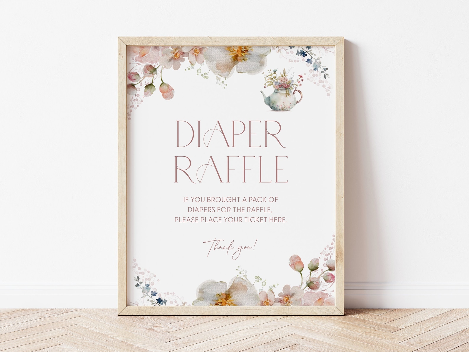 Teacup Raffle Floral Tea Party Diaper Raffle Baby Shower Tea Party Diaper Raffle Sign ...