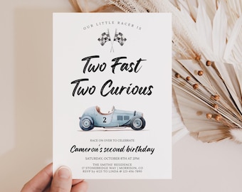 Two Fast Two Curious Birthday Invitation Two Fast Two Curious Invite 2 Fast 2 Curious Invite Two Fast Birthday Invite 2 Fast Race Car Invite