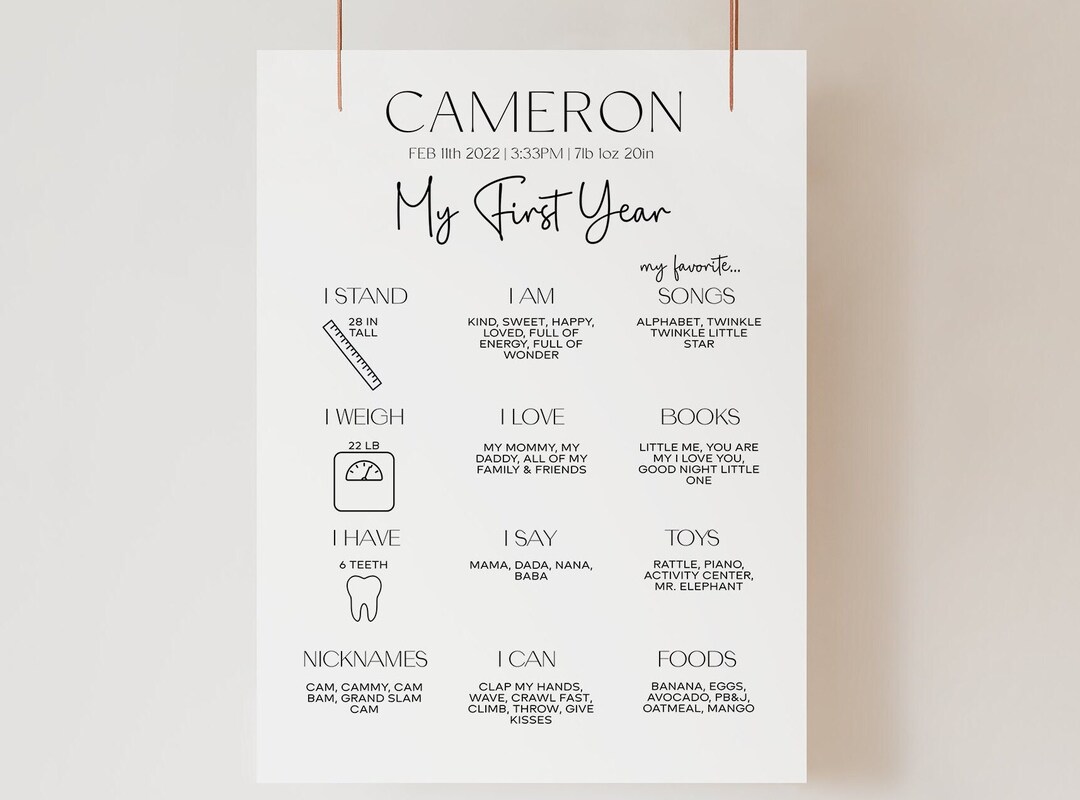 Baby's First Year Milestone Sign First Birthday Milestone Board Gender ...