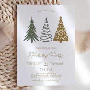Holiday Party Invitation Modern Holiday Party Invite Christmas Tree Invitation Modern Christmas Party Invite Minimalist Xmas Party Invite X3 image 3