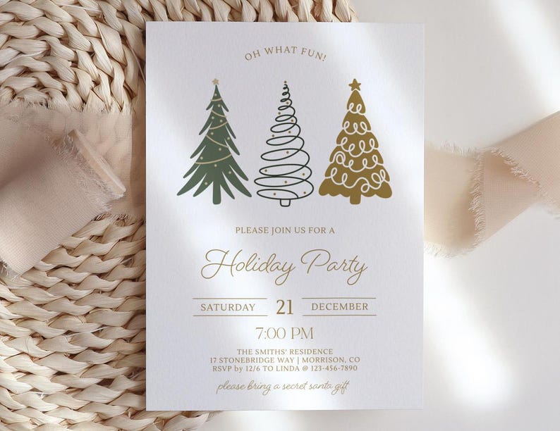 Holiday Party Invitation Modern Holiday Party Invite Christmas Tree Invitation Modern Christmas Party Invite Minimalist Xmas Party Invite X3 image 3