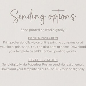 text that provides instructions for sending invitations, including options for sending printed or digital invitations.