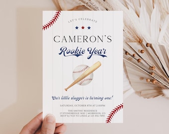 Baseball First Birthday Invite Baseball Rookie of the Year Birthday Invitation Rookie Birthday Invite Rookie Year First Birthday Invite E1