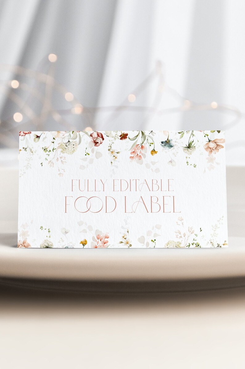 Chic Floral Food Label Template Floral Food Label Card Pink Wedding