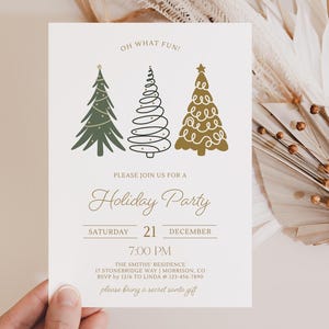 Holiday Party Invitation Modern Holiday Party Invite Christmas Tree Invitation Modern Christmas Party Invite Minimalist Xmas Party Invite X3 image 1