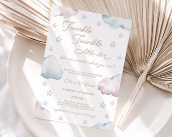 Twinkle Twinkle Little Star Gender Reveal Invite Star Gender Reveal Invitation Twinkle Little Star Invite He or She Invite Boy or Girl Evite