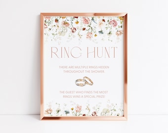 Chic Floral Ring Hunt Bridal Shower Game Template Ring Hunt Game Bridal Shower Find the Ring Game Sign Bridal Ring Hunt Sign C1, K17