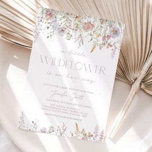 A Little Wildflower Is On Her Way Baby Shower Invitation Wildflower Baby Shower Invitation Wildflower Baby Shower Invite Wildflower Theme W2 image 2