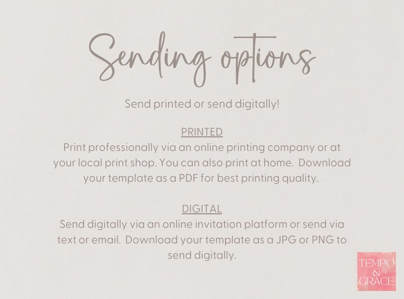 text that provides options for sending printed or digital copies of a template, including instructions for sending the template via printed or digital means.
