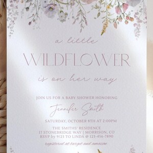 A Little Wildflower Is On Her Way Baby Shower Invitation Wildflower Baby Shower Invitation Wildflower Baby Shower Invite Wildflower Theme W2 image 4
