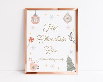 Holiday Hot Chocolate Bar Sign Hot Chocolate Sign Winter Baby Shower Chocolate Bar Sign Hot Cocoa Bar Sign  Hot Cocoa Sign Christmas X1 X4