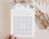 Dusty Blue Floral Baby Bingo Baby Shower Game Blue Baby Bingo Game Baby Shower Bingo Game Card Baby Bingo Template Baby Bingo Blue Floral B2