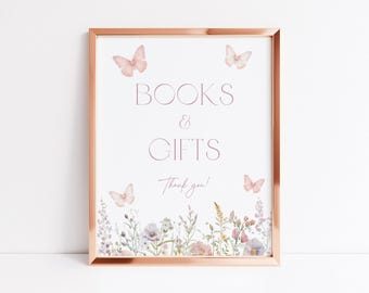 Floral Butterfly Books & Gifts Sign Butterfly Books and Gifts Sign Butterfly Baby Shower Books and Gifts Sign Baby Shower Butterfly Sign U3