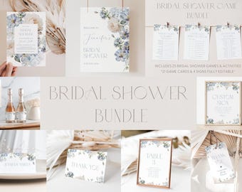 Dusty Blue Floral Bridal Shower Bundle Something Blue Bridal Shower Bundle Blue Floral Bridal Shower Bundle Something Blue Bundle Bridal D3