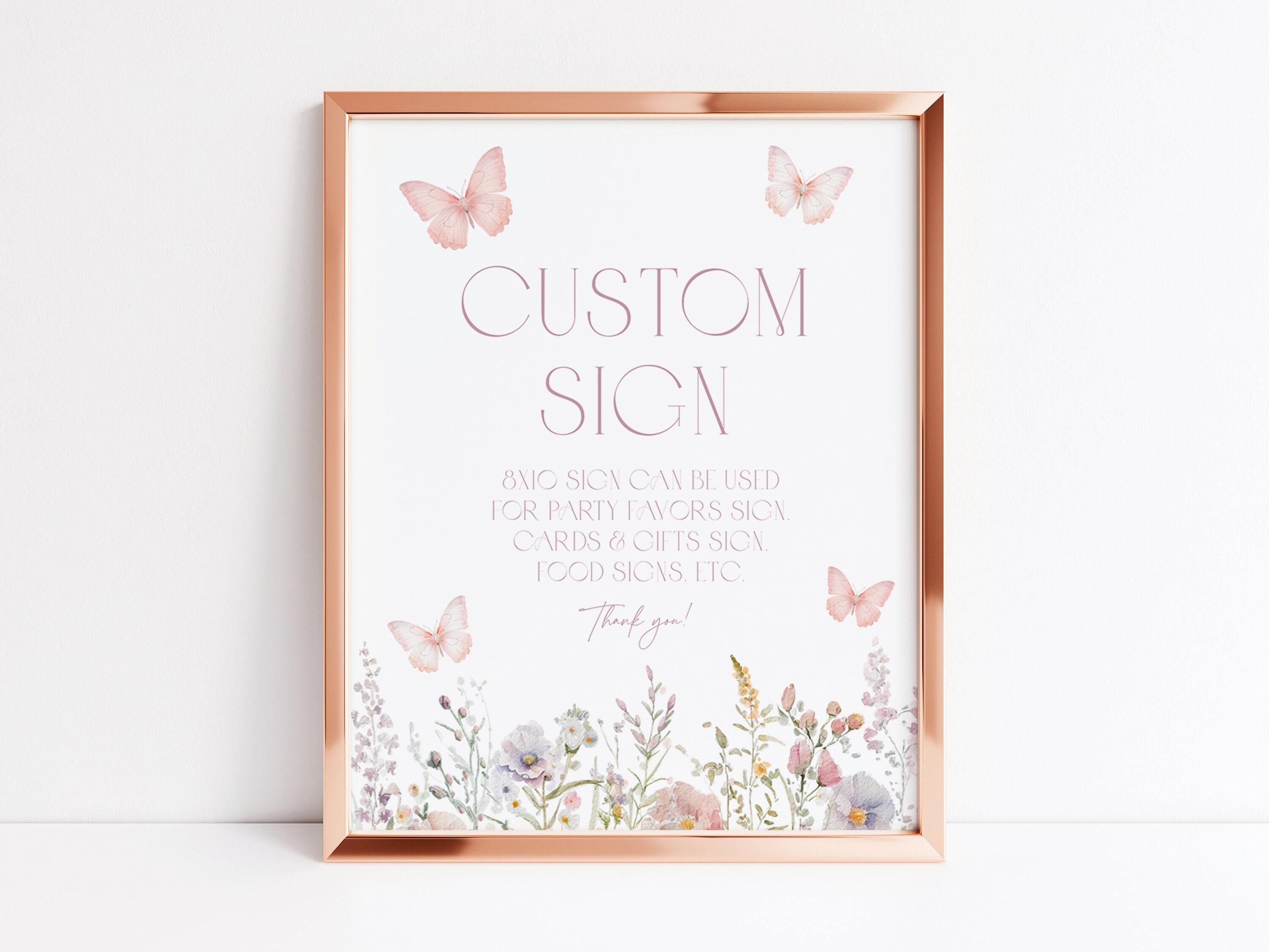 Floral Butterfly Custom Sign Fully Editable Custom Sign Butterfly ...