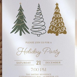 Holiday Party Invitation Modern Holiday Party Invite Christmas Tree Invitation Modern Christmas Party Invite Minimalist Xmas Party Invite X3 image 4