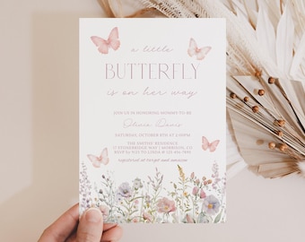 A Little Butterfly Is On Her Way Baby Shower Invitation Butterfly Baby Shower Invitation Butterfly Baby Shower Invite Pink Butterflies U3