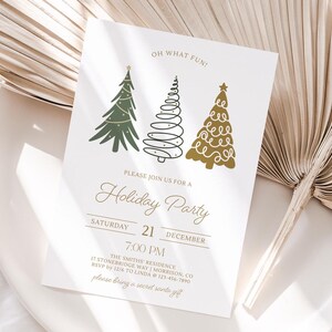 Holiday Party Invitation Modern Holiday Party Invite Christmas Tree Invitation Modern Christmas Party Invite Minimalist Xmas Party Invite X3 image 2