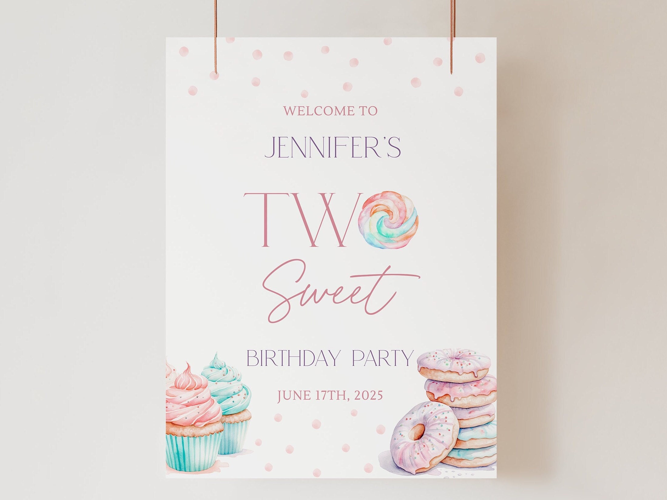Two Sweet Birthday Welcome Sign Two Sweet Welcome Sign Girl 2nd ...