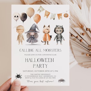 Zaproszenie na imprezę Halloween dla dzieci Zaproszenie na imprezę Halloween dla dzieci Cyfrowe zaproszenie na imprezę Halloween Zaproszenie na imprezę kostiumową dla dzieci