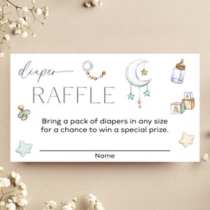 Bearbeitbare Windel Raffle Card Insert | Baby Shower Windel Spiel Vorlage | Oh Baby - Baby Accessoires Design 1 | Digitaler Download