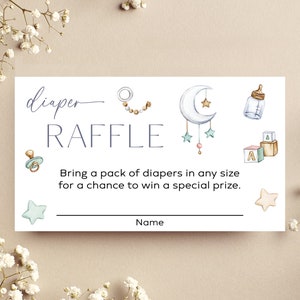 Editable Diaper Raffle Card Insert Baby Shower Diaper Game Template 3.5x2 inches Oh Baby Baby Accessories Design 1 Digital Download image 1