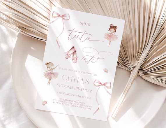 Tutu Cute Birthday Invitation Girl 2nd Birthday Invitation Ballerina Birthday Invite Tutu Cute Bday Invite Tutu Birthday Invite Ballerina L1