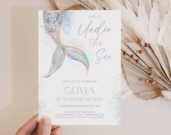 Under the Sea Birthday Invitation Mermaid Birthday Invitation Under the Sea Mermaid Invitation Mermaid Tail Invitation Mermaid Party M3