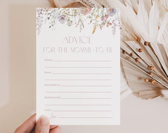 Wildflower Advice for New Mommy Card Advice for New Mother Baby Shower Wildflower Advice for Mommy-To-Be Wildflower Baby Shower Advice W2
