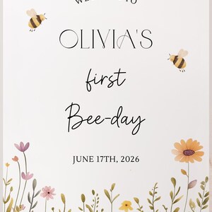 Bee First Birthday Welcome Sign First Bee-Day Welcome Sign Bee-Day Welcome Sign Bee Birthday Welcome Sign First Bee Day Decor image 2