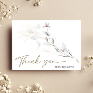 carte de remerciement personnalisée | Motif floral 1 | Modèle de carte de remerciement 5,5 x 10,4 cm Pliable | Téléchargement numérique