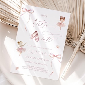 Tutu Cute Birthday Invitation Girl 2nd Birthday Invitation Ballerina Birthday Invite Tutu Cute Bday Invite Tutu Birthday Invite Ballerina L1 image 1