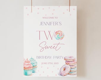 Two Sweet Birthday Welcome Sign Two Sweet Welcome Sign Girl 2nd Birthday Welcome Sign Two Sweet Birthday Sign Two Sweet Bday Welcome Sign S1