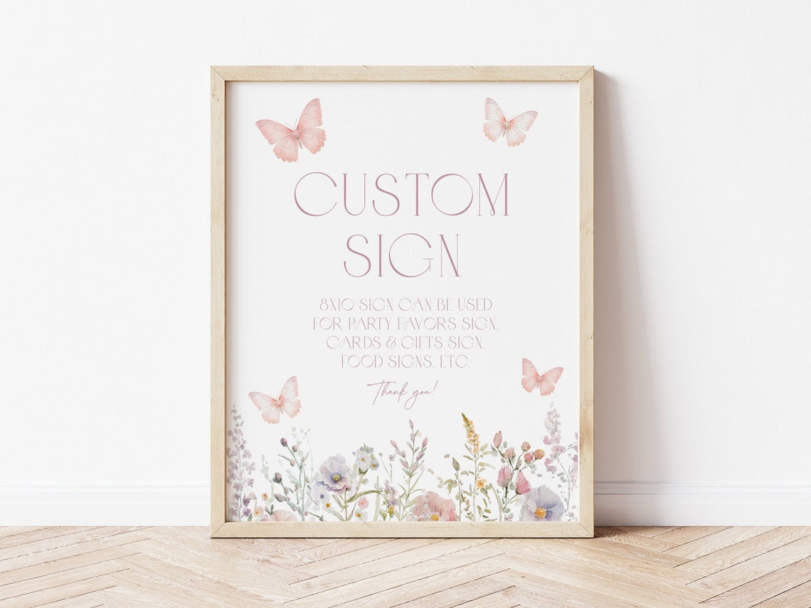 Floral Butterfly Custom Sign Fully Editable Custom Sign Butterfly ...