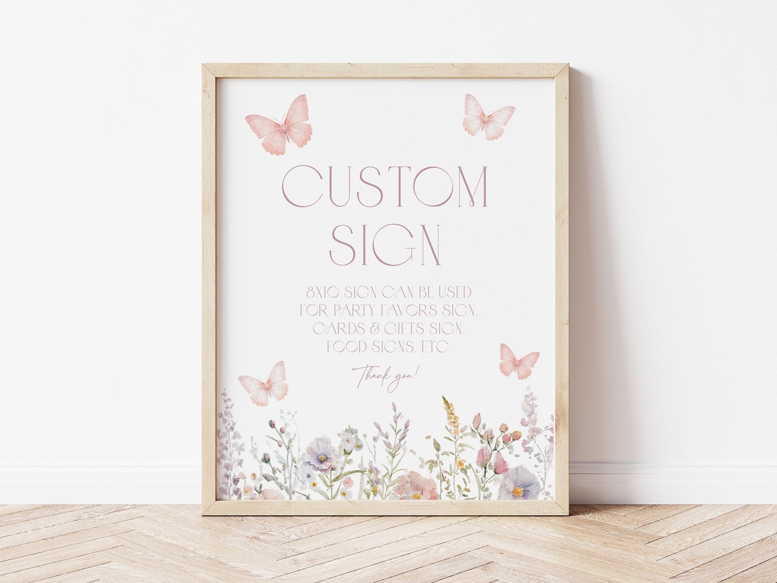 Floral Butterfly Custom Sign Fully Editable Custom Sign Butterfly ...