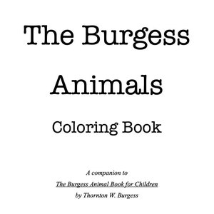 The Burgess Animal Coloring Pages - Coloring Pages Ch 25 to 40 (2 of 2 listings for full coloring book)